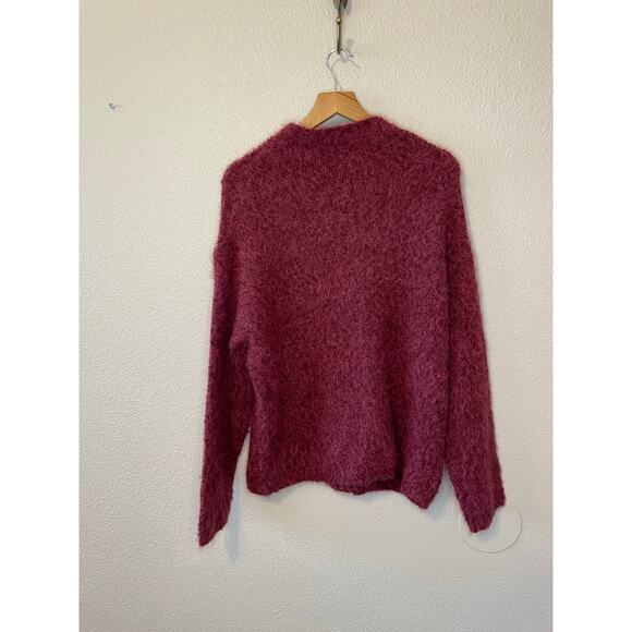 NWT Open Edit Y2K Boho Style Purple Fuzzy Moc Neck Boyfriend Cozy Sweater Small - Picture 5 of 10